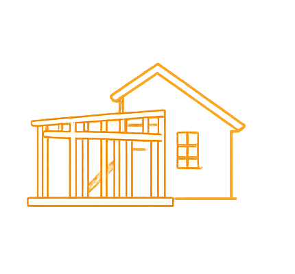 House framing construction with wooden beams and structure.
