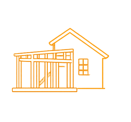 House framing construction with wooden beams and structure.